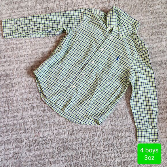Ralph Lauren boy's plaid long sleeve button cotton down size 4 - Picture 1 of 11